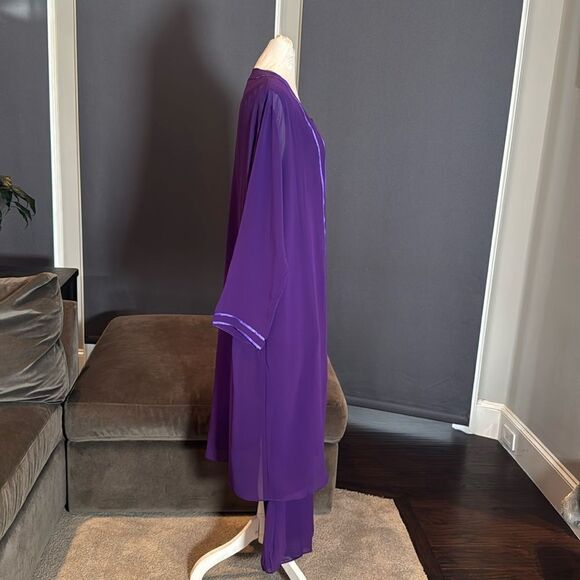 Women’s Purple Chiffon 3 Piece Pants Suit Mother of the Bride Plus Size 16 NEW - Picture 3 of 14